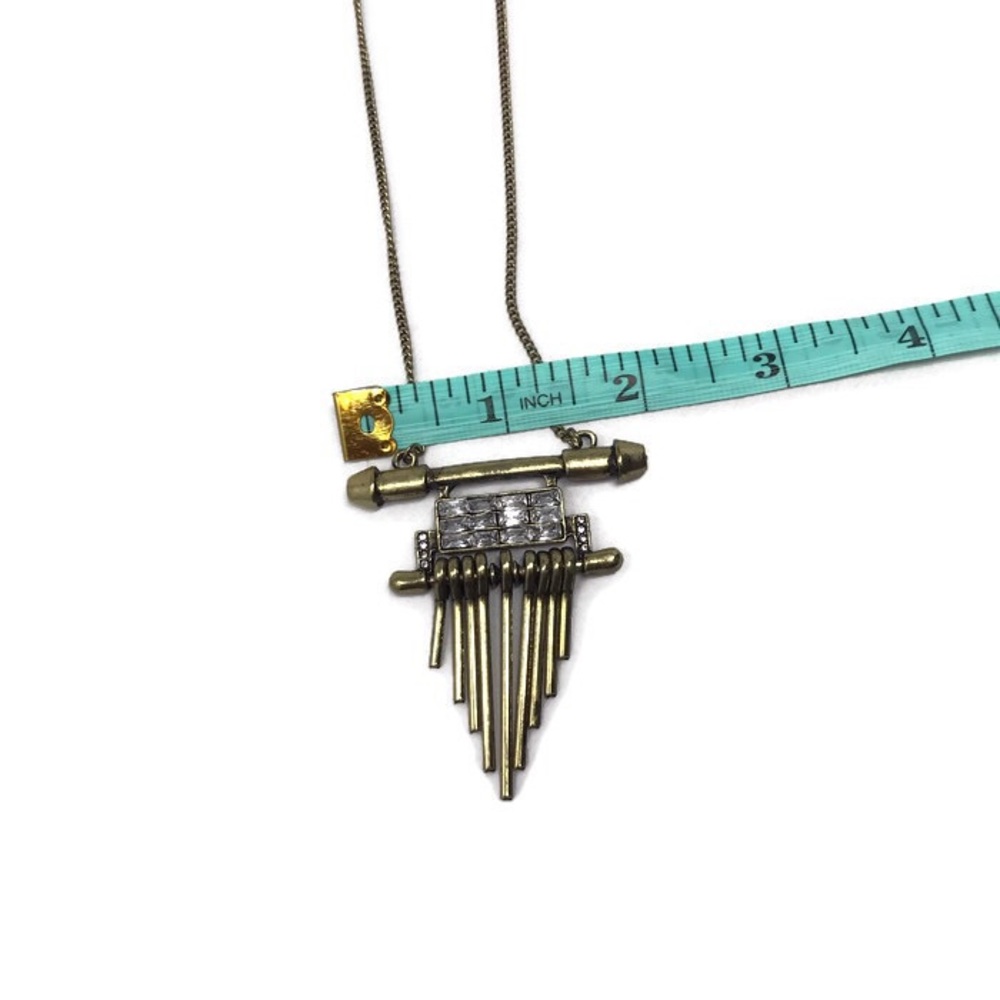 Gold Crystal Metal Fringe Pendant Necklace - Picture 4 of 8